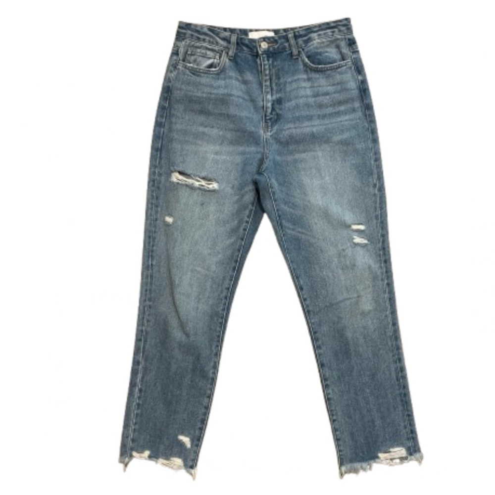 Vervet Rendition Emma Distressed Mom High Rise Light Ribse Cotton Ankle Jeans 28 - Picture 3 of 12
